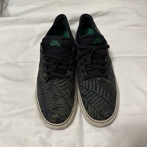 Nike SB Black and Green Leaf Patterned Sneakers